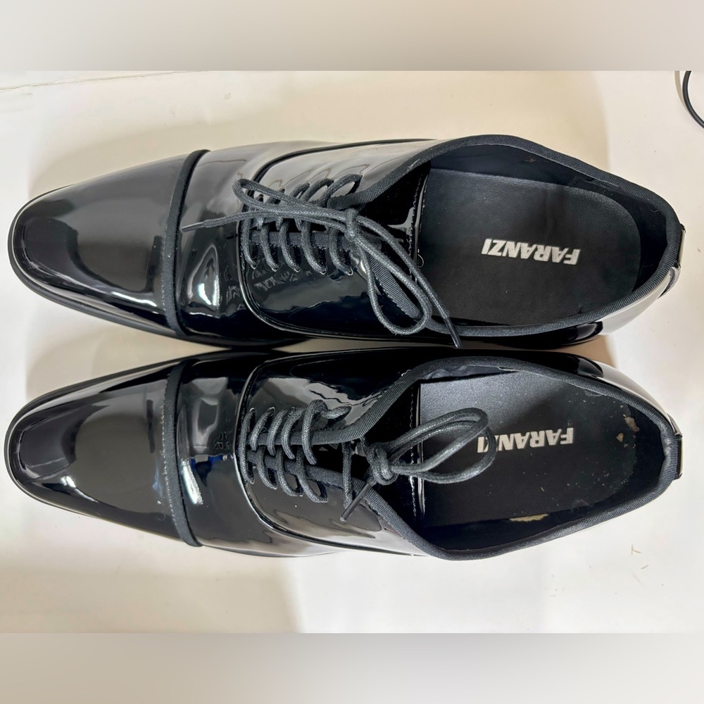 Faranzi Men’s Tuxedo Shoes Patent Leather Cap Toe Lace up Oxford Shoes